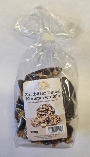 Dinkel Knusperwaffeln Zartbitter-Haselnusskrokant